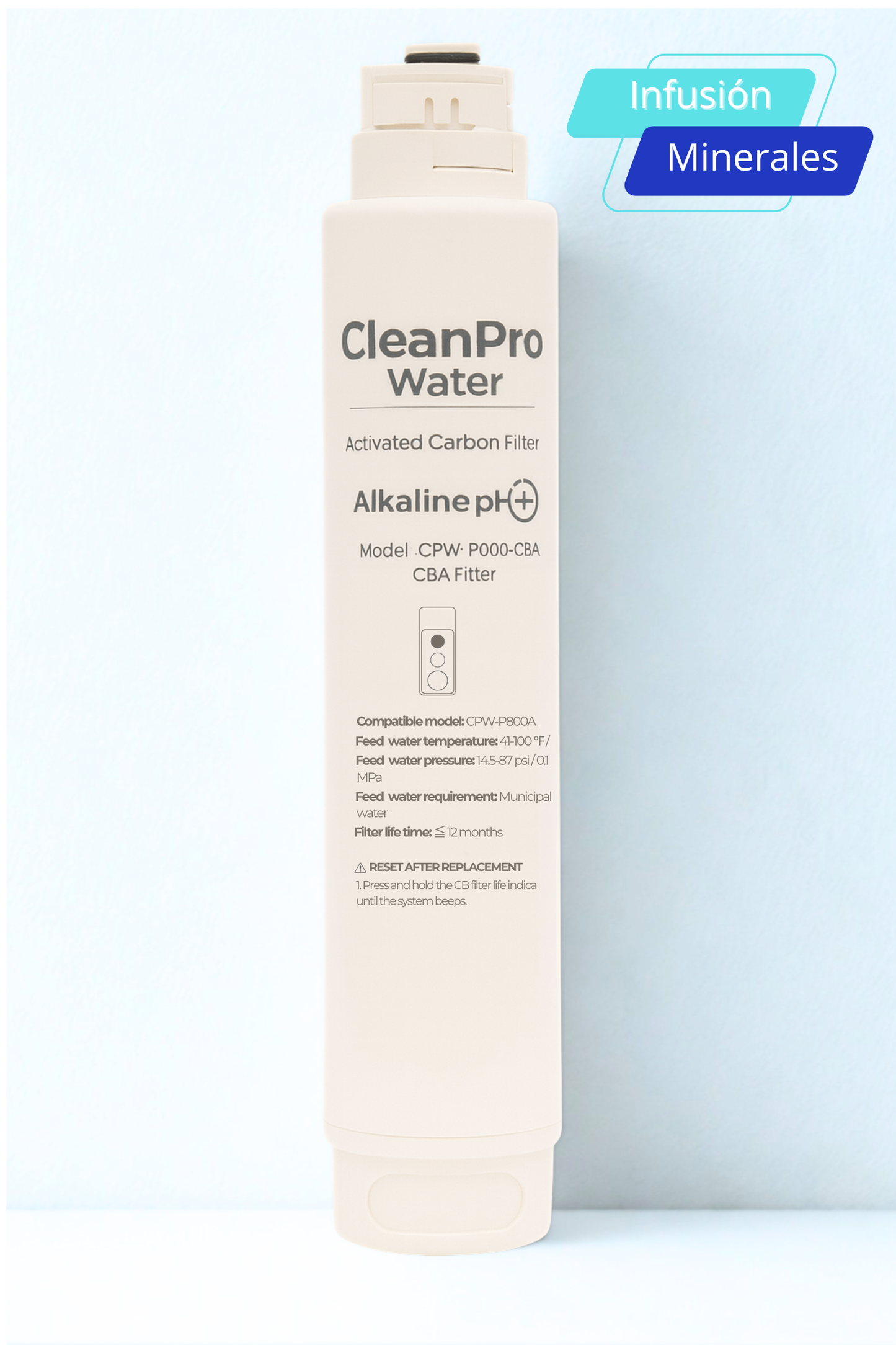 Filtro de carbon activado con minerales