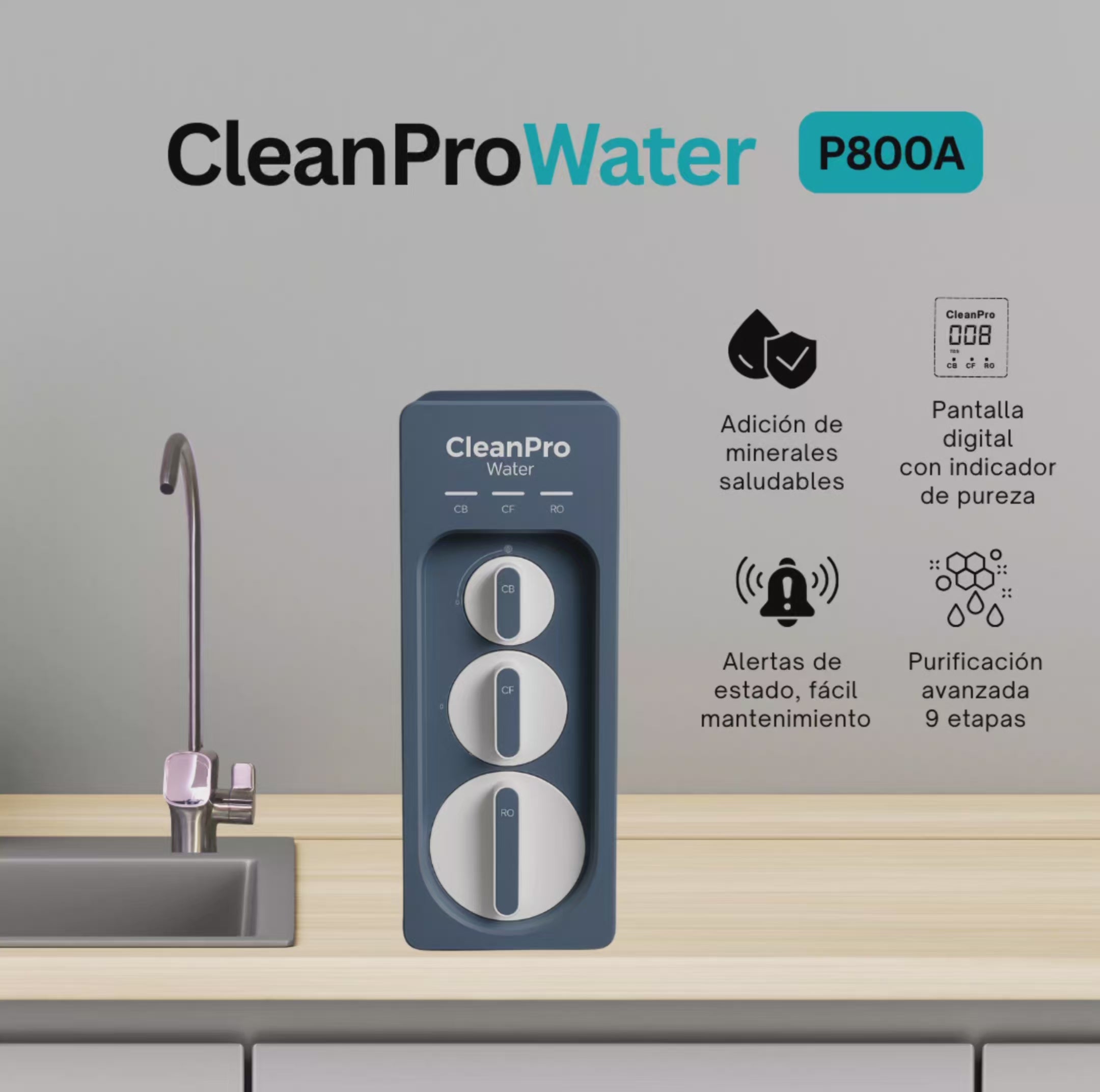 Cargar video: Video mostrando el sistema de purificación de agua CleanPro Water y sus ventajas